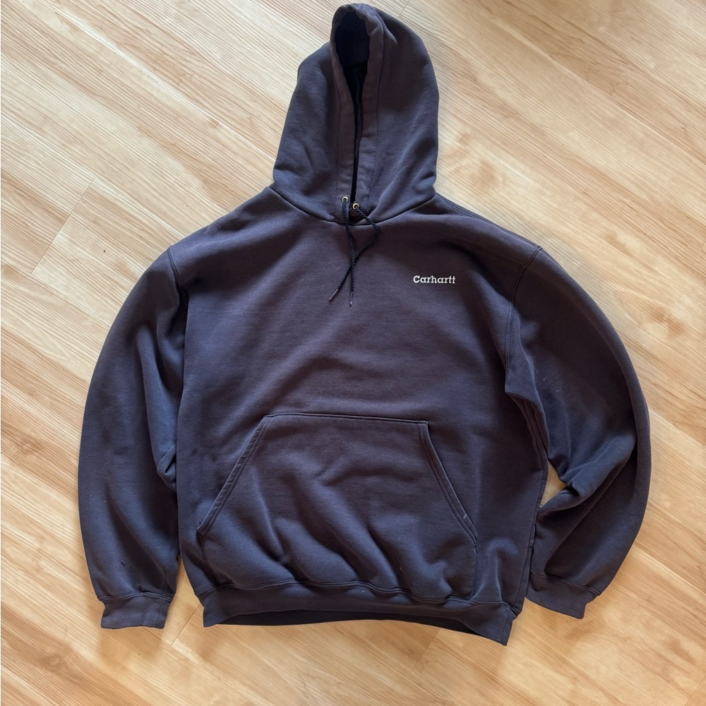 Vintage Carhartt Brown Workwear Hoodie Distressed Faded Pullover Large